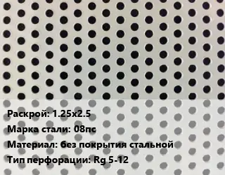 Лист перфорированный 1.25х2.5 Марка: 08пс без покрытия стальной Rg 5-12